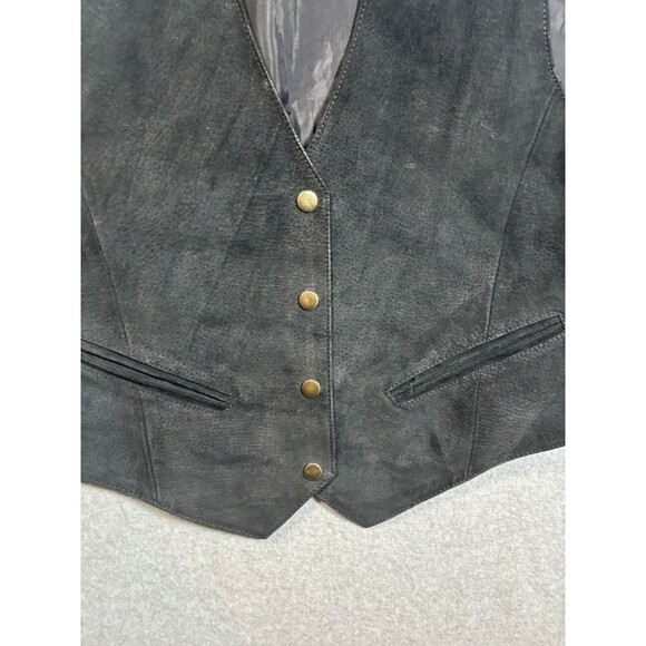 Ivy Club Classics Men’s Large Leather 4 Button Vest Black Velvet Satin - Picture 2 of 12